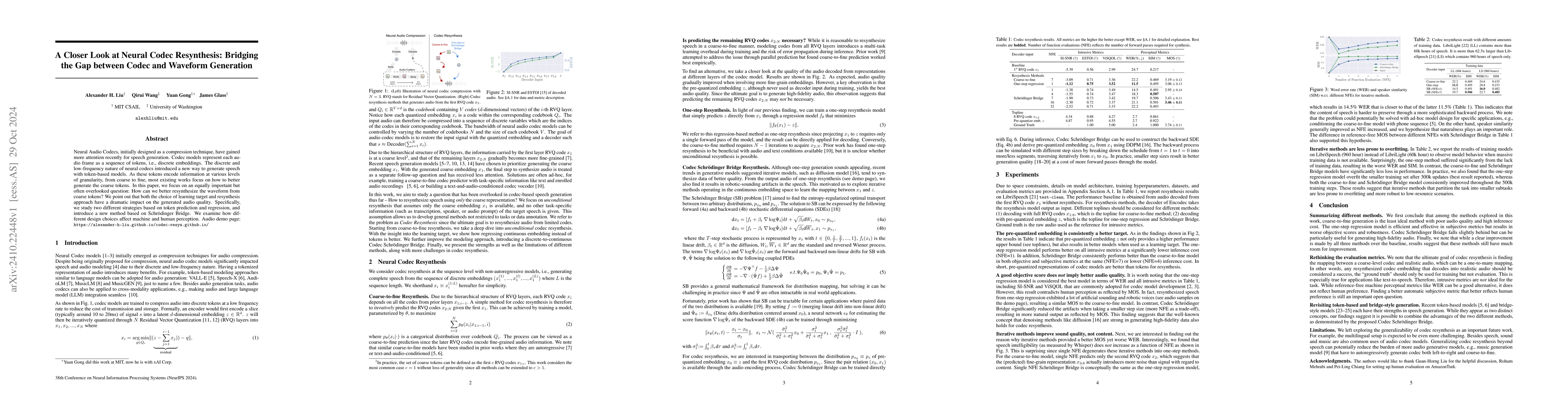Thumbnail for A Closer Look at Neural Codec Resynthesis: Bridging the Gap between
  Codec and Waveform Generation