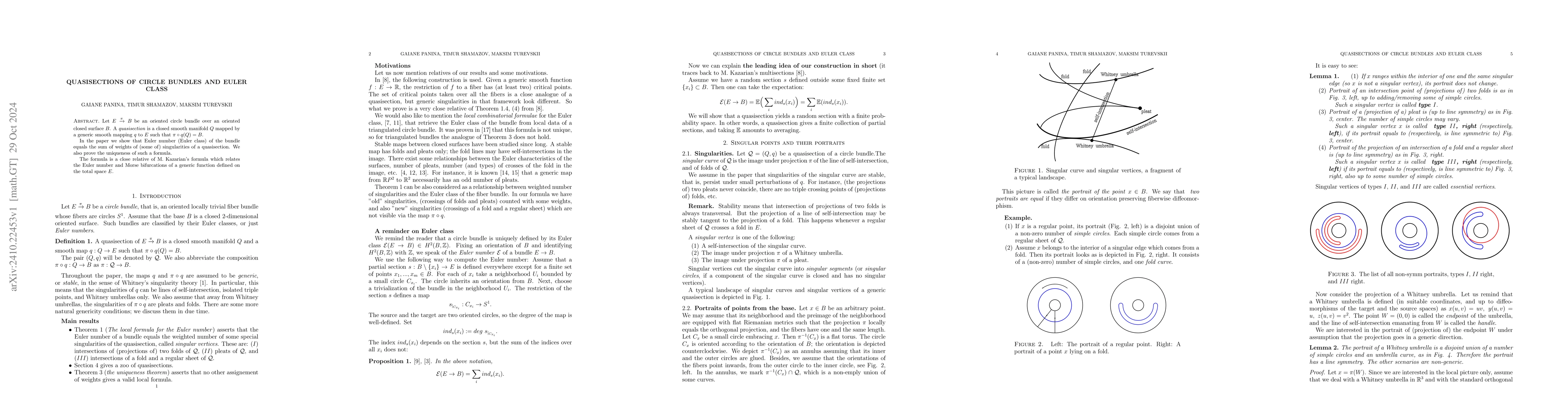 Thumbnail for Quasisections of circle bundles and Euler class
