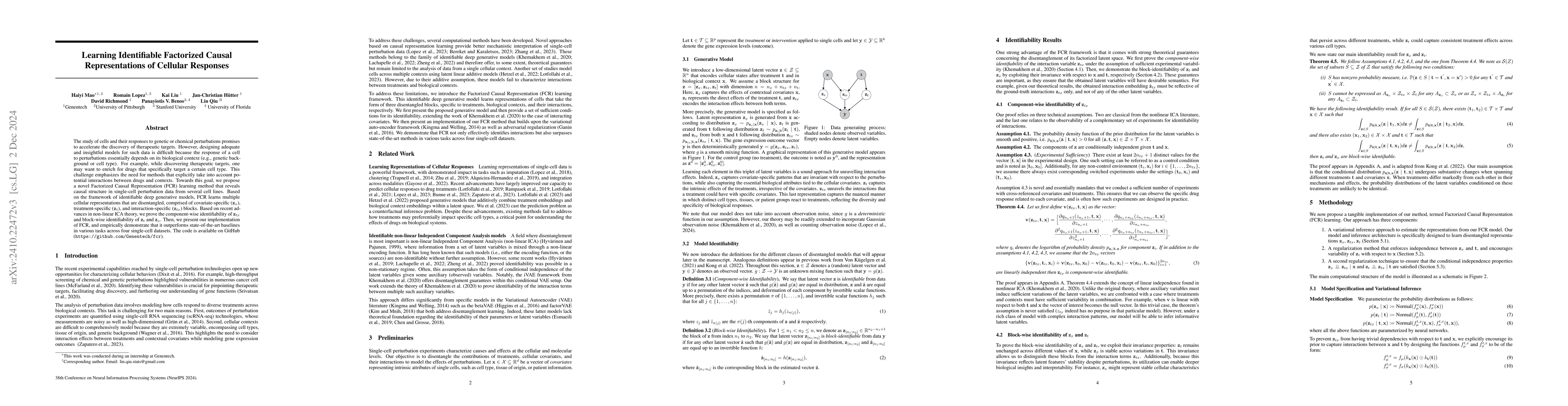 Thumbnail for Learning Identifiable Factorized Causal Representations of Cellular
  Responses