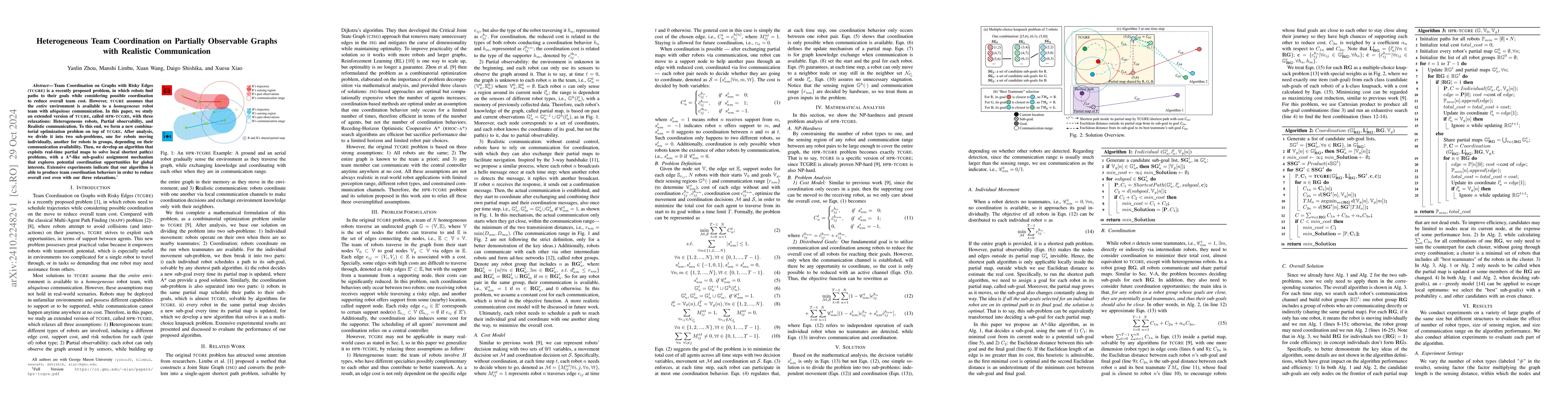Thumbnail for Heterogeneous Team Coordination on Partially Observable Graphs with
  Realistic Communication