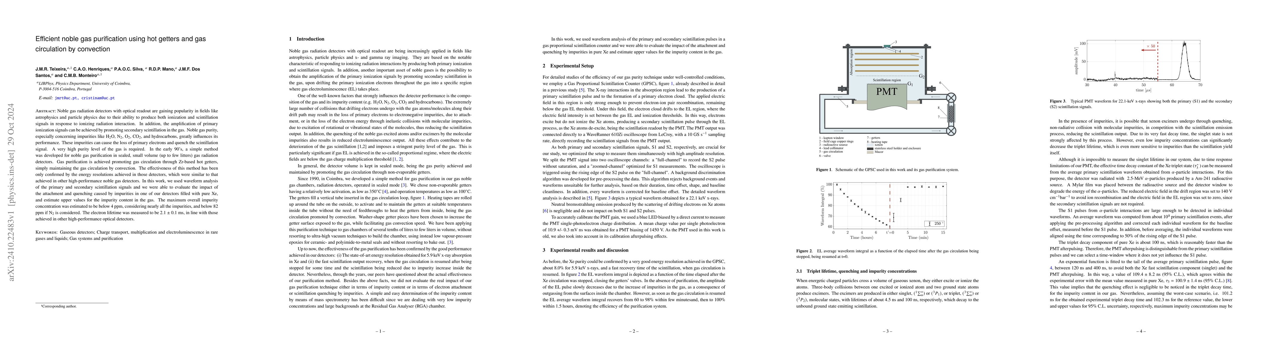 Thumbnail for Efficient noble gas purification using hot getters and gas circulation
  by convection