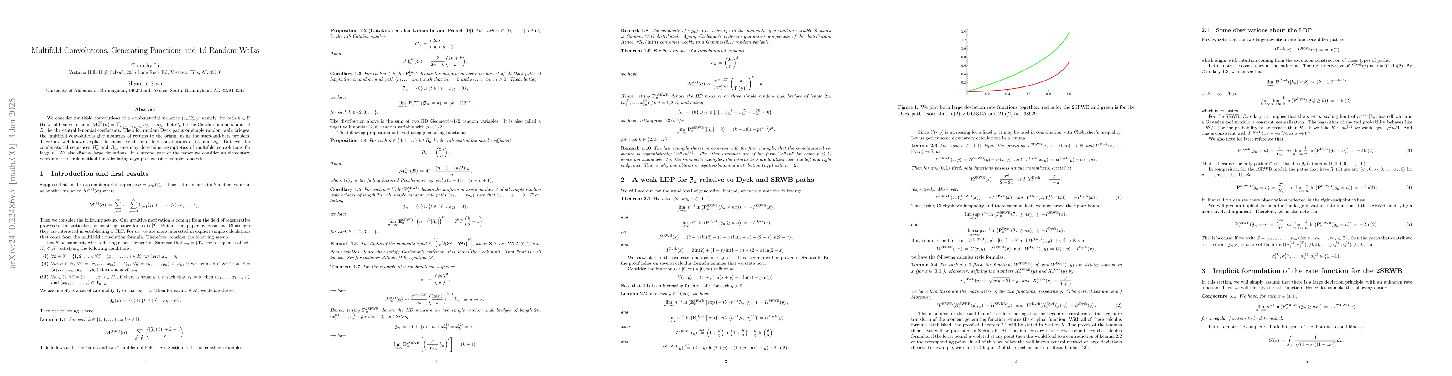 Thumbnail for Multifold Convolutions, Generating Functions and 1d Random Walks