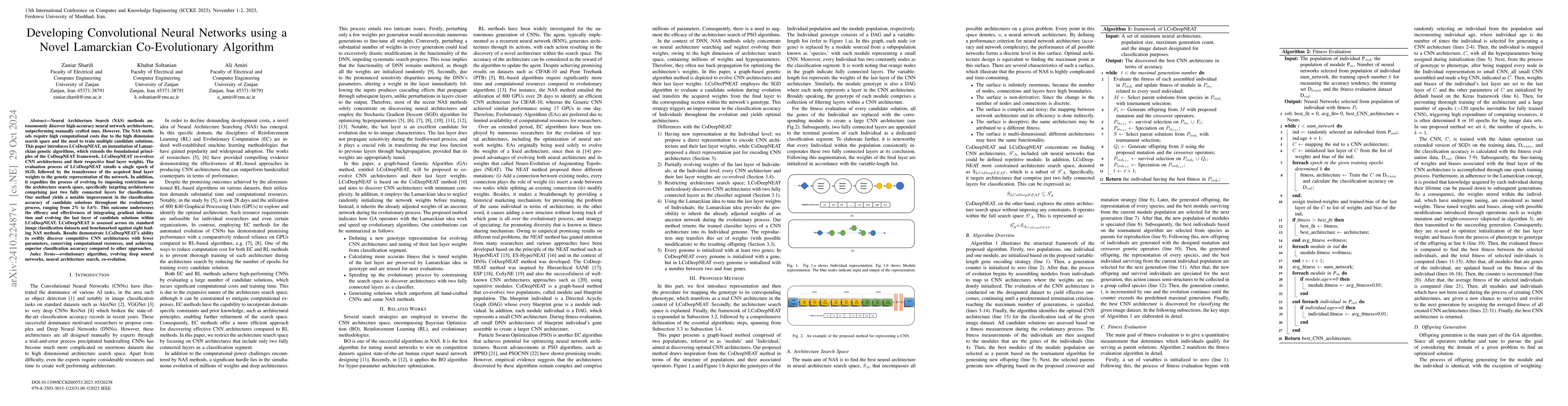 Thumbnail for Developing Convolutional Neural Networks using a Novel Lamarckian
  Co-Evolutionary Algorithm