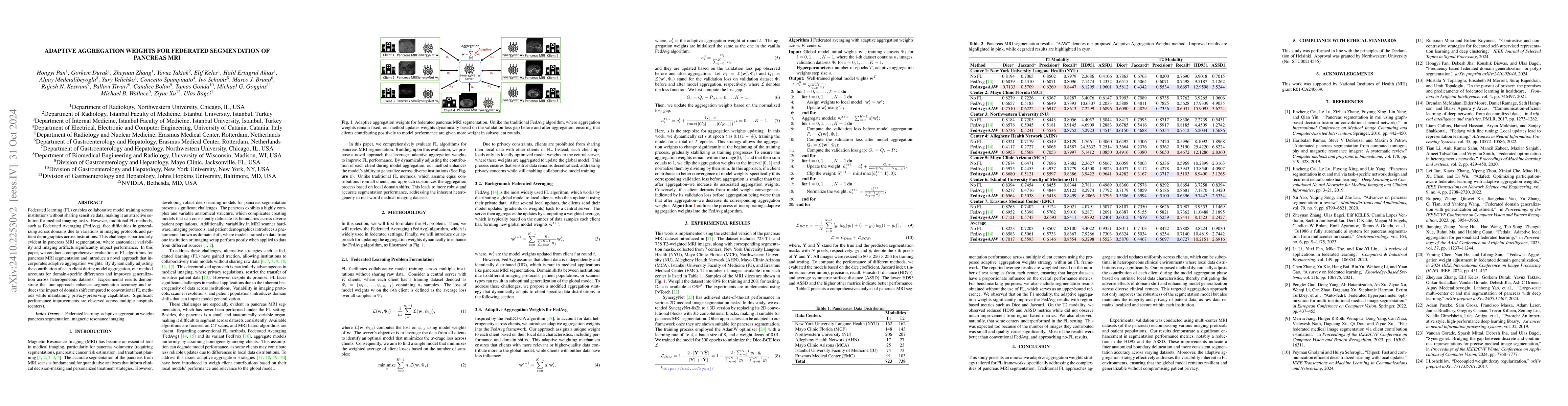 Thumbnail for Adaptive Aggregation Weights for Federated Segmentation of Pancreas MRI