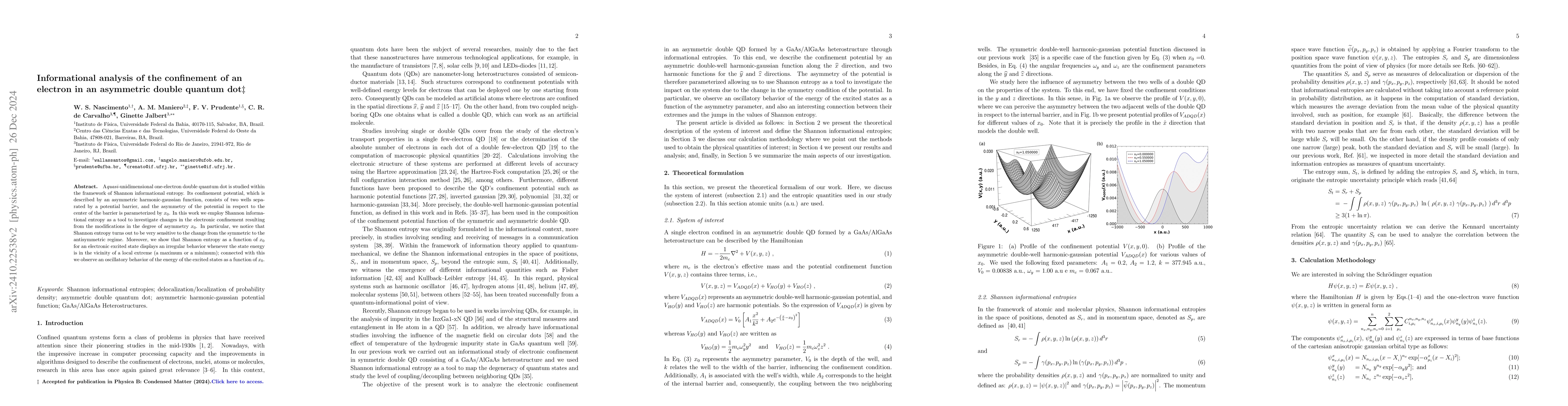 Thumbnail for Informational analysis of the confinement of an electron in an
  asymmetric double quantum dot