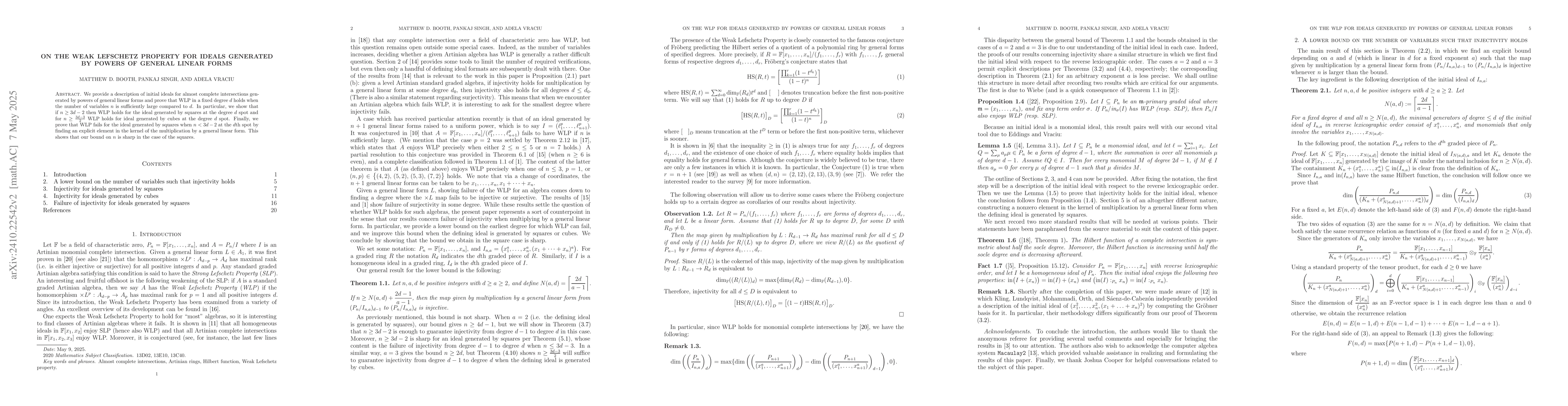 Thumbnail for On the weak Lefschetz property for ideals generated by powers of general
  linear forms