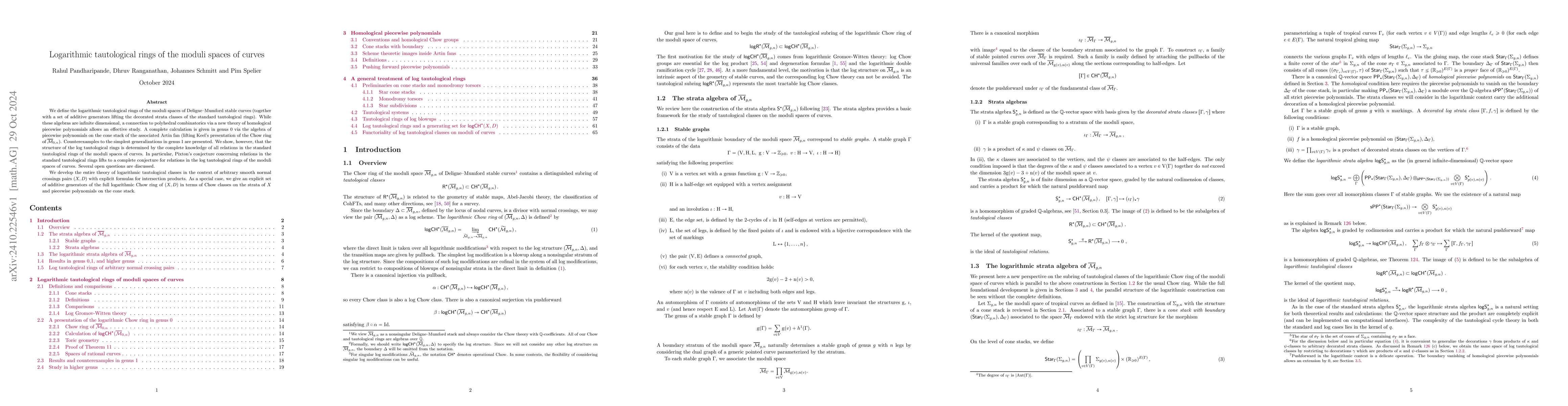 Thumbnail for Logarithmic tautological rings of the moduli spaces of curves