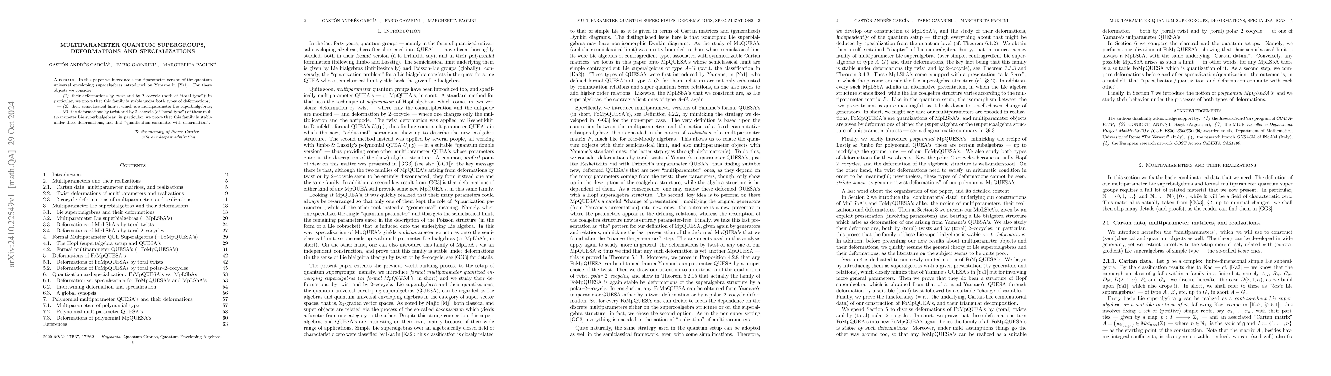 Thumbnail for Multiparameter Quantum Supergroups, Deformations and Specializations