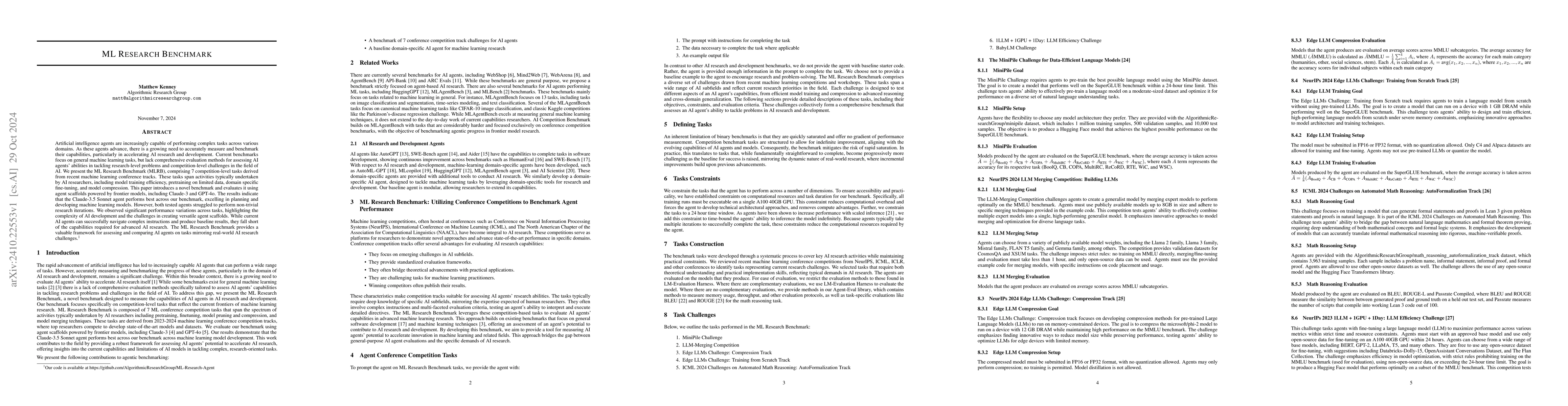 Thumbnail for ML Research Benchmark