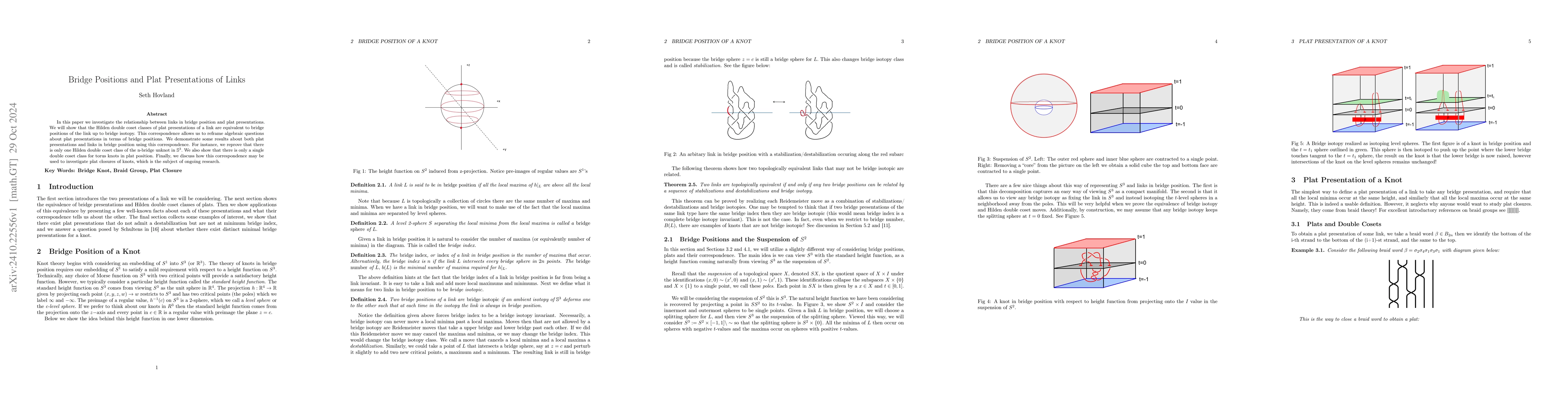 Thumbnail for Bridge Positions and Plat Presentations of Links