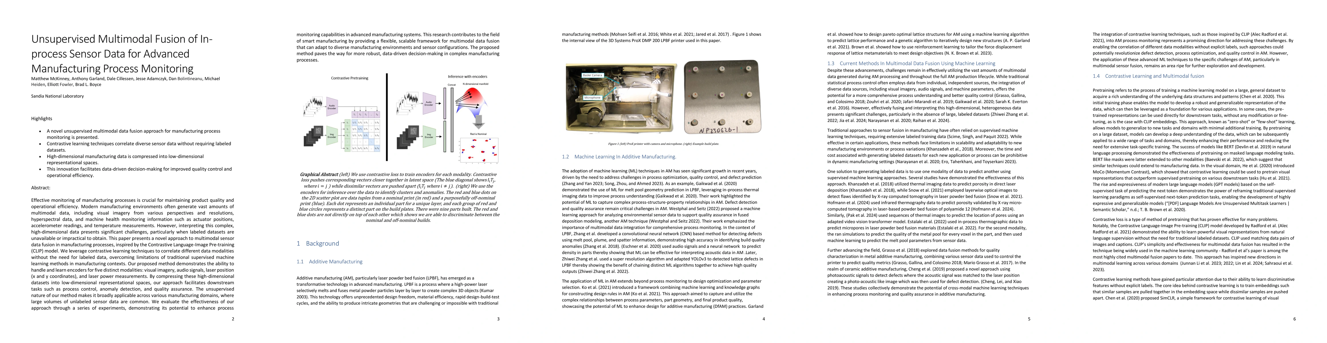 Thumbnail for Unsupervised Multimodal Fusion of In-process Sensor Data for Advanced
  Manufacturing Process Monitoring