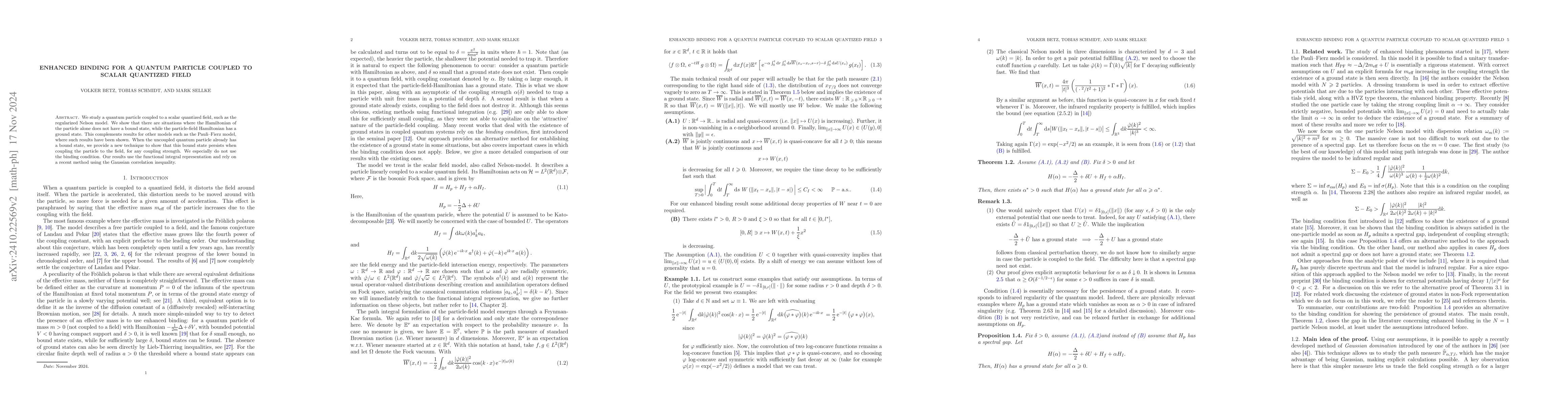 Thumbnail for Enhanced binding for a quantum particle coupled to scalar quantized
  field