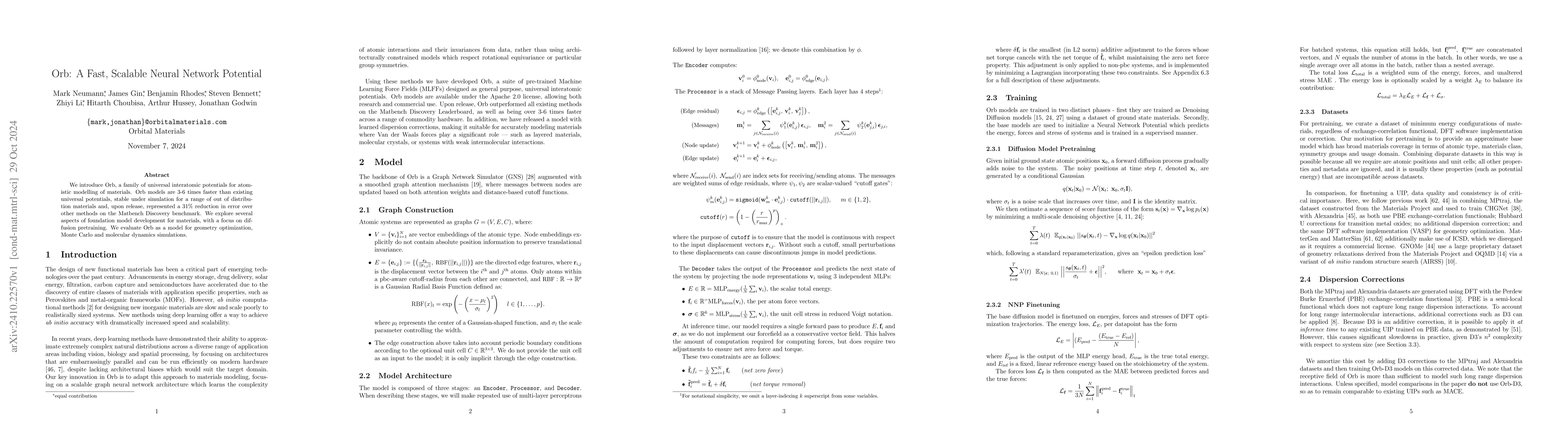 Thumbnail for Orb: A Fast, Scalable Neural Network Potential