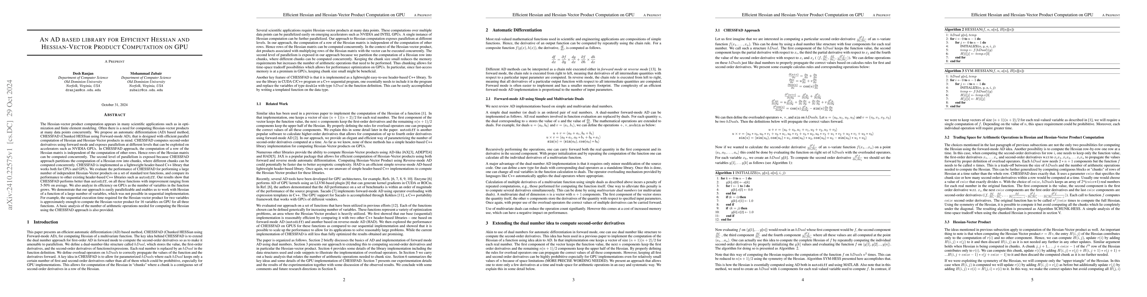 Thumbnail for An AD based library for Efficient Hessian and Hessian-Vector Product
  Computation on GPU