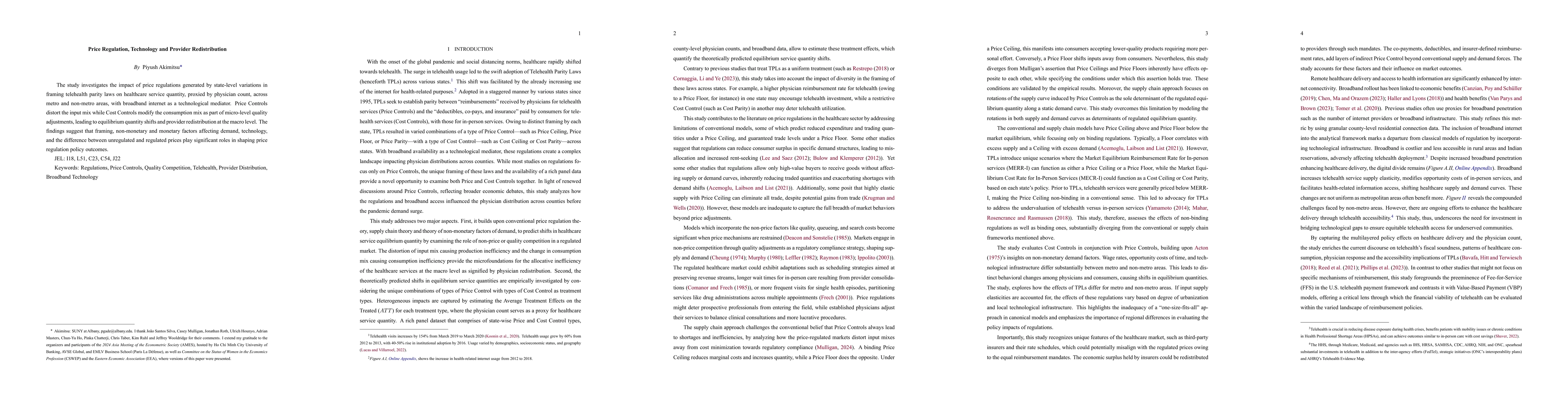 Thumbnail for Price Regulation, Technology and Provider Redistribution