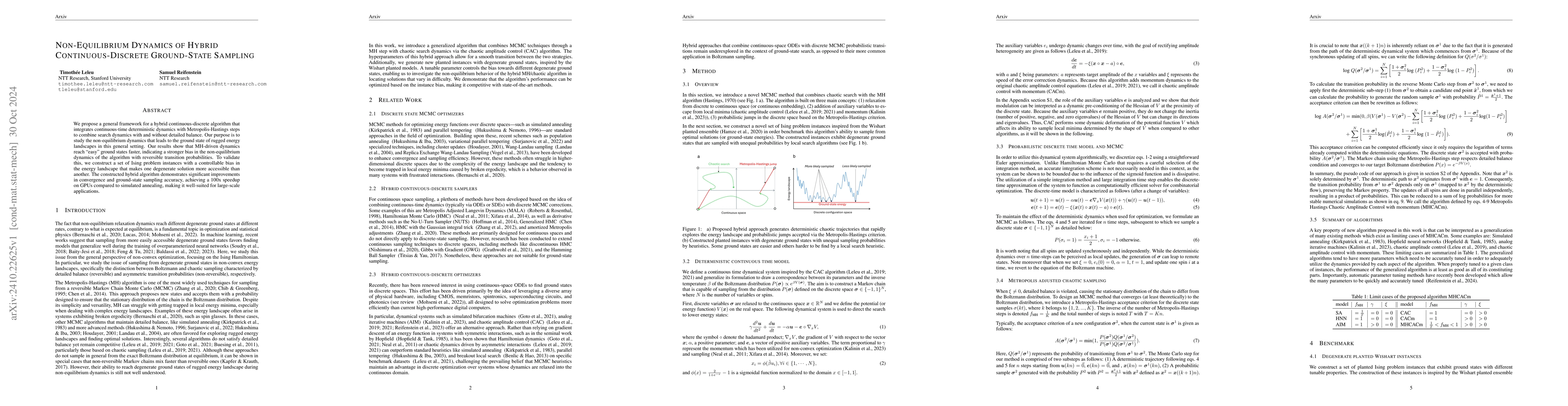Thumbnail for Non-Equilibrium Dynamics of Hybrid Continuous-Discrete Ground-State
  Sampling