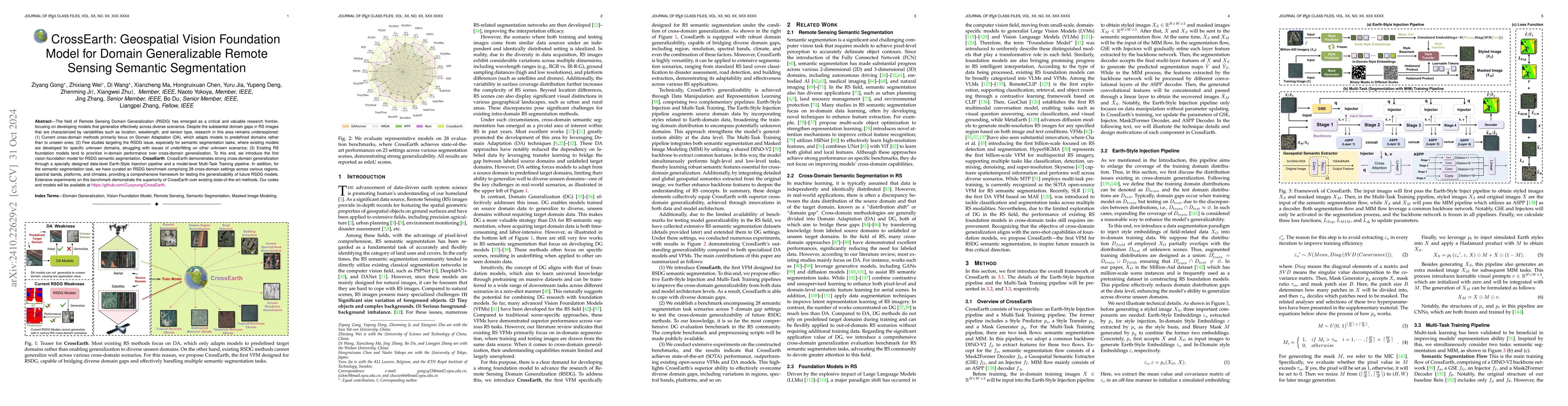Thumbnail for CrossEarth: Geospatial Vision Foundation Model for Domain Generalizable
  Remote Sensing Semantic Segmentation