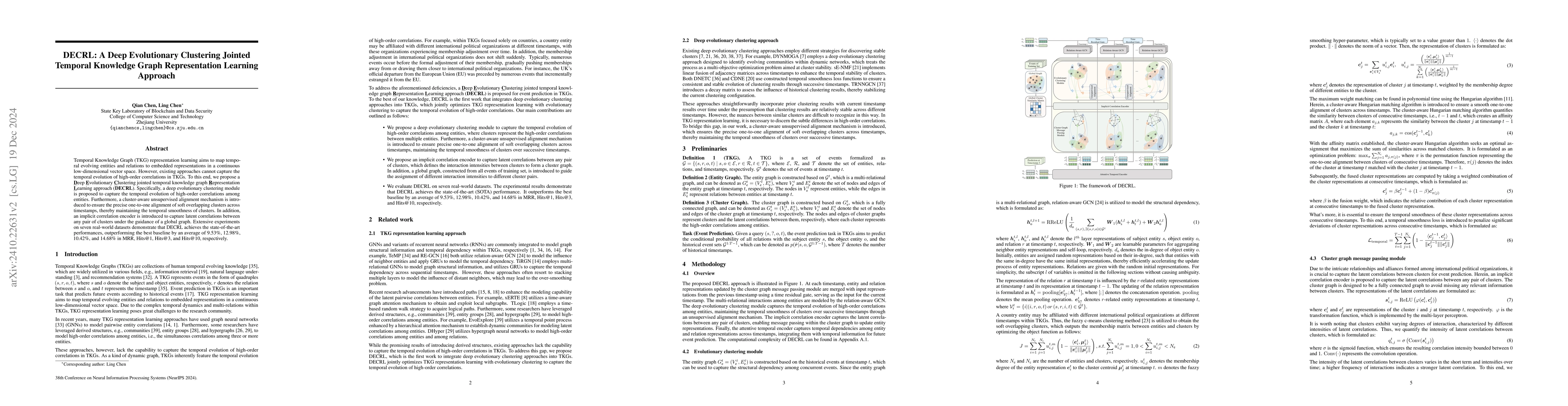 Thumbnail for DECRL: A Deep Evolutionary Clustering Jointed Temporal Knowledge Graph
  Representation Learning Approach
