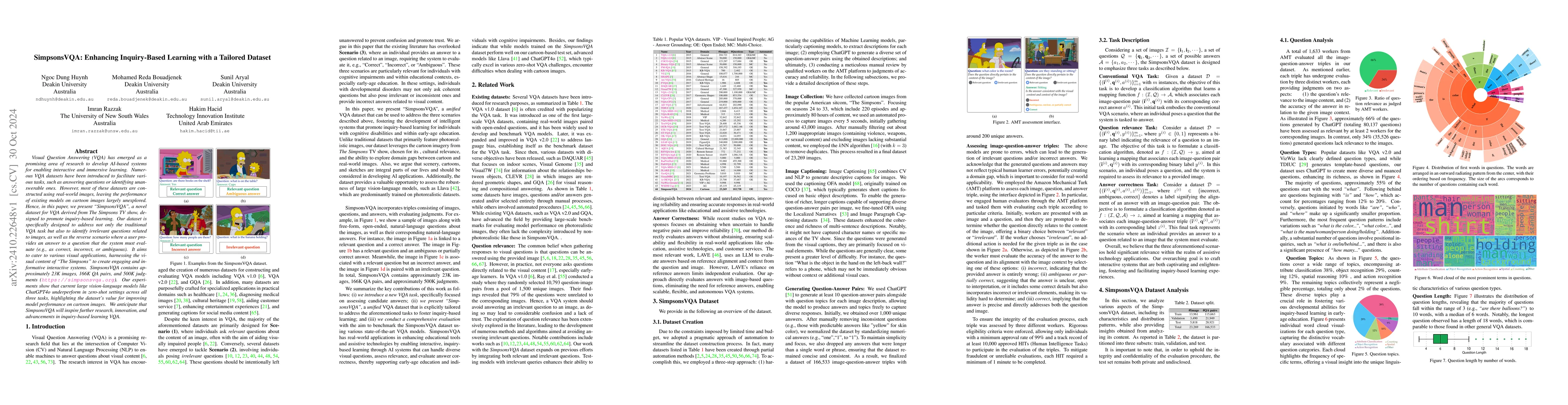 Thumbnail for SimpsonsVQA: Enhancing Inquiry-Based Learning with a Tailored Dataset