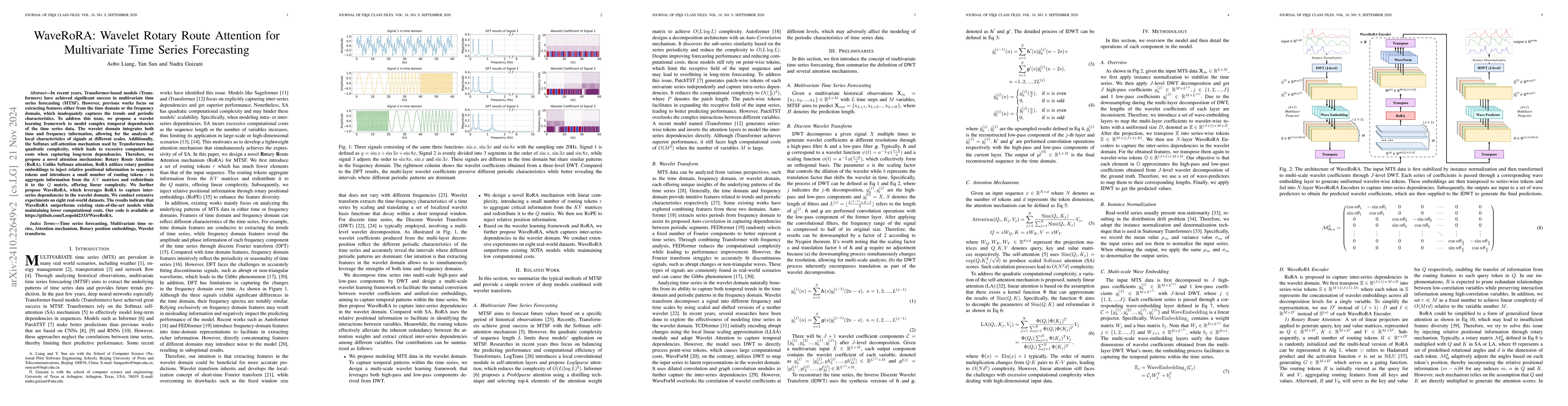 Thumbnail for WaveRoRA: Wavelet Rotary Route Attention for Multivariate Time Series
  Forecasting