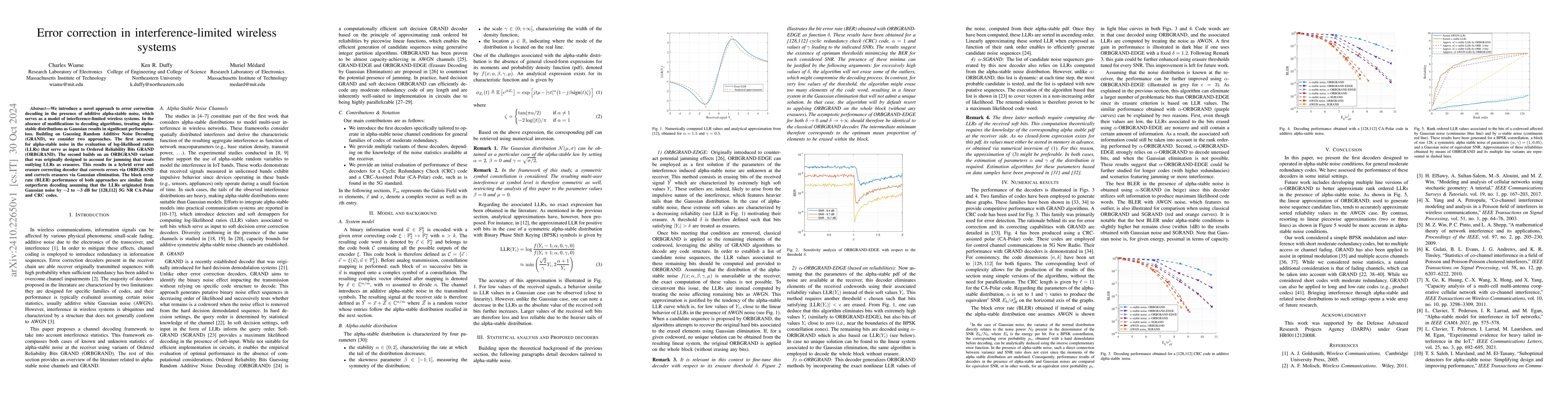 Thumbnail for Error correction in interference-limited wireless systems