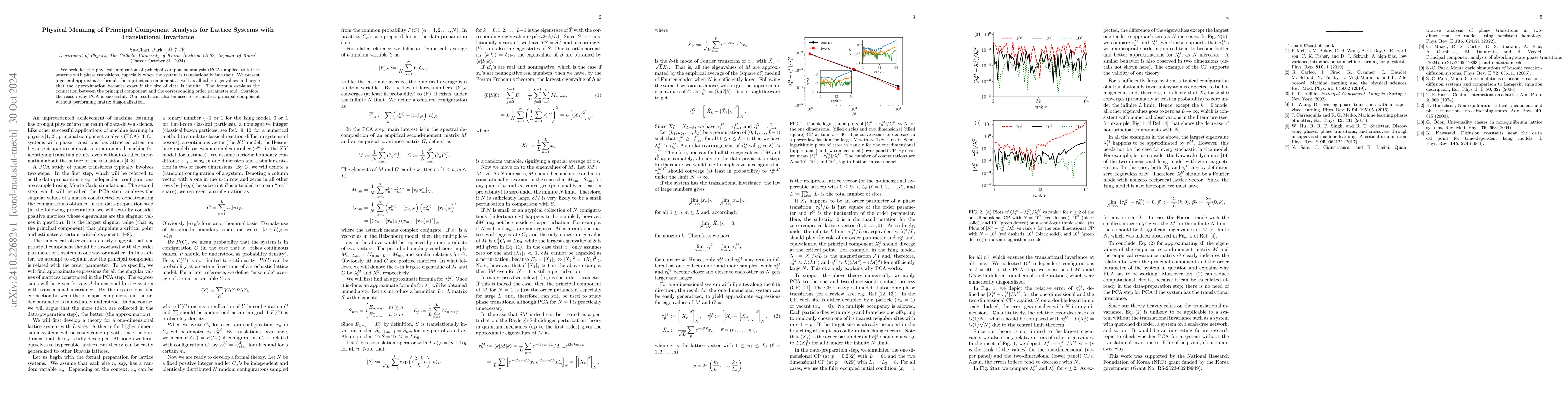Thumbnail for Physical Meaning of Principal Component Analysis for Lattice Systems
  with Translational Invariance