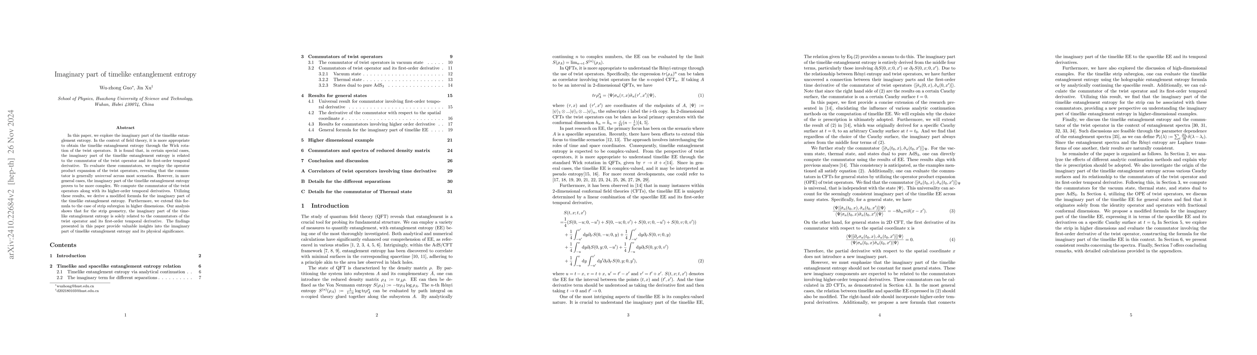 Thumbnail for Imaginary part of timelike entanglement entropy
