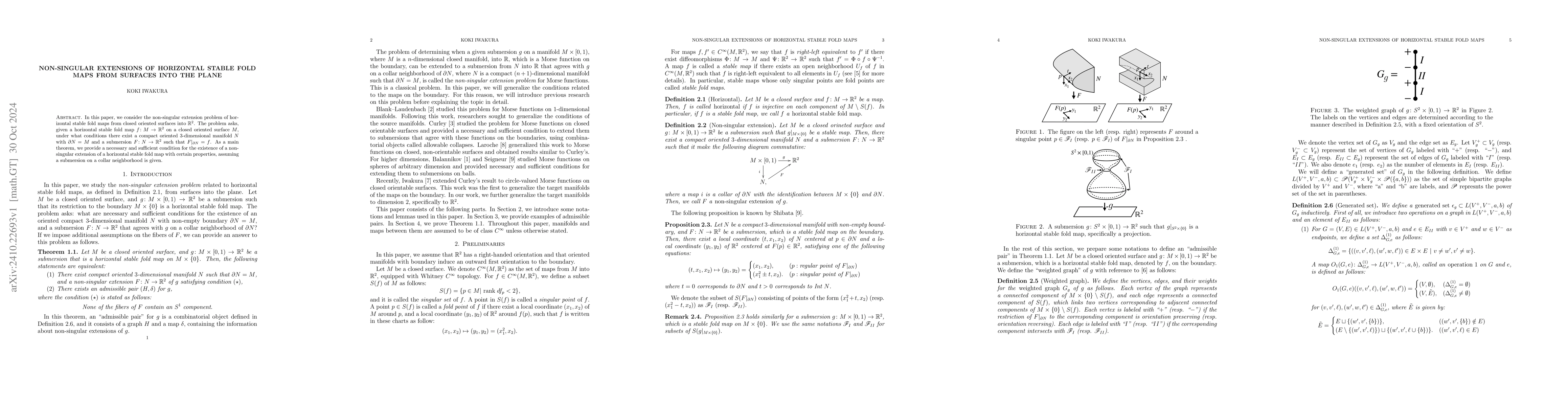 Thumbnail for Non-singular extensions of horizontal stable fold maps from surfaces
  into the plane