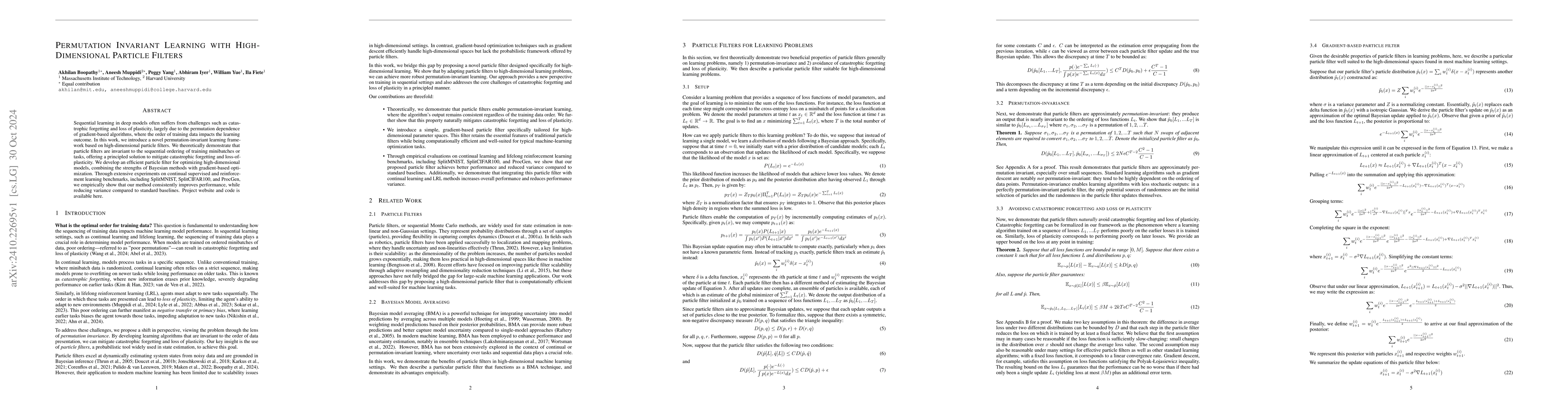 Thumbnail for Permutation Invariant Learning with High-Dimensional Particle Filters