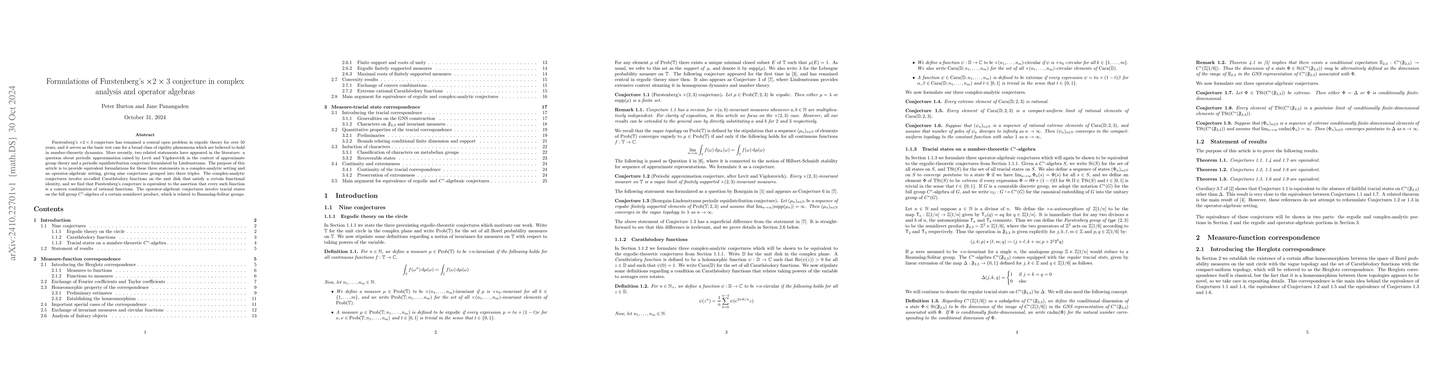 Thumbnail for Formulations of Furstenberg's $\times 2 \times 3$ conjecture in complex
  analysis and operator algebras