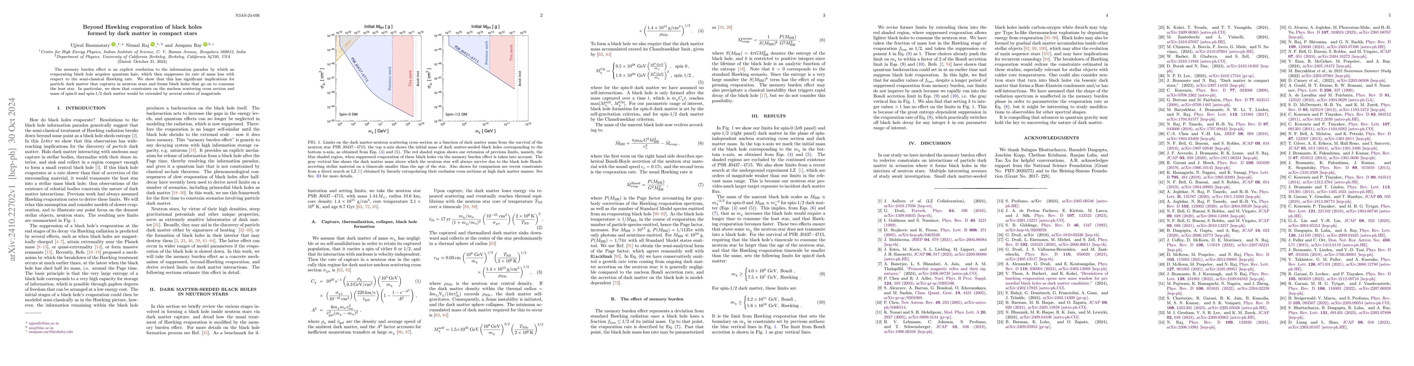 Thumbnail for Beyond Hawking evaporation of black holes formed by dark matter in
  compact stars