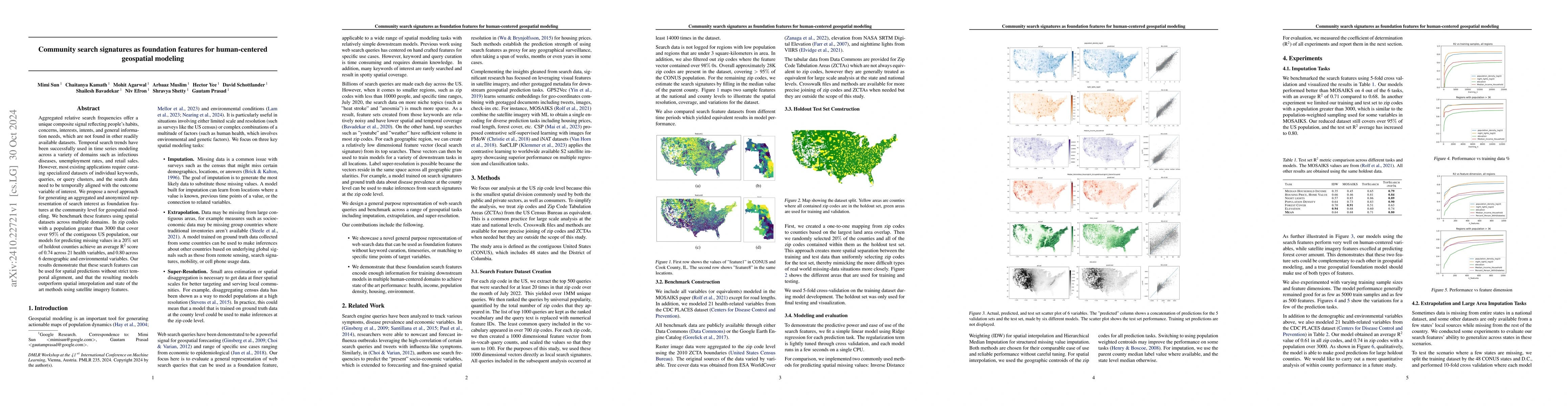 Thumbnail for Community search signatures as foundation features for human-centered
  geospatial modeling