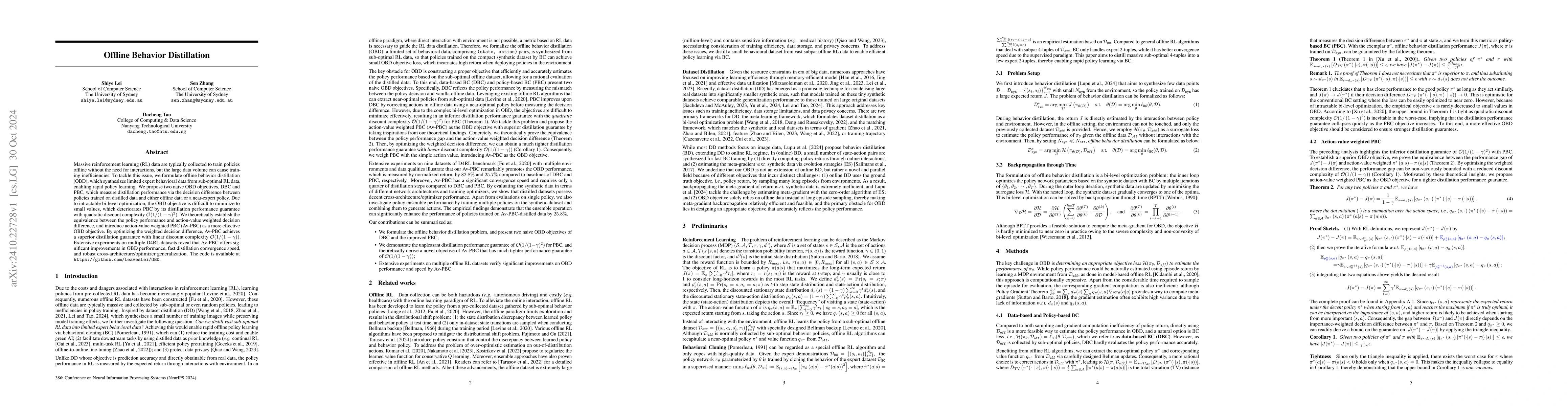 Thumbnail for Offline Behavior Distillation