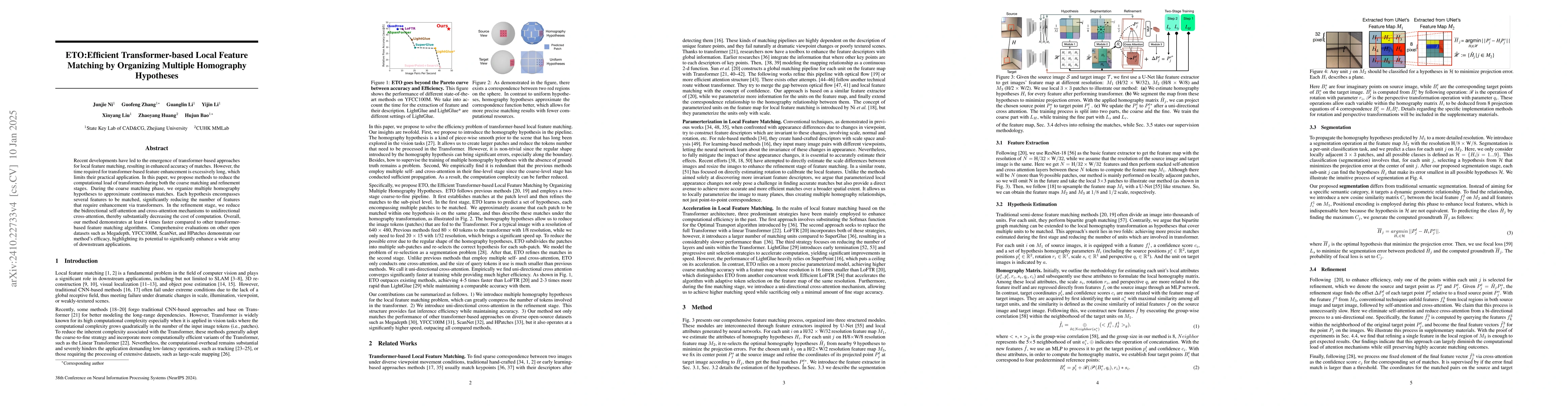 Thumbnail for ETO:Efficient Transformer-based Local Feature Matching by Organizing
  Multiple Homography Hypotheses