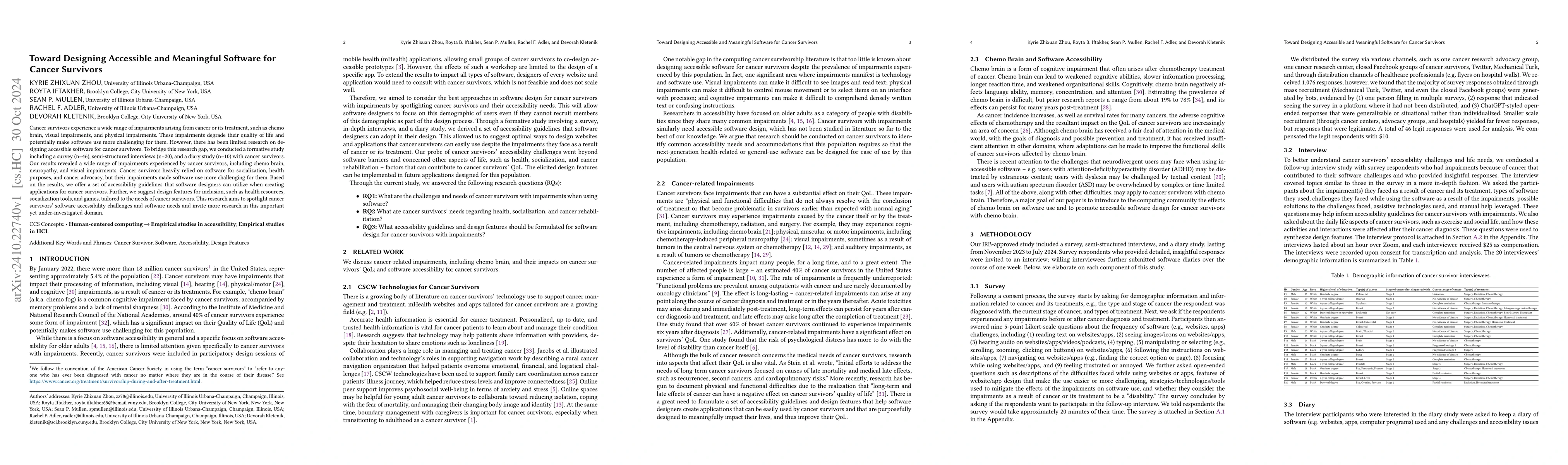 Thumbnail for Toward Designing Accessible and Meaningful Software for Cancer Survivors