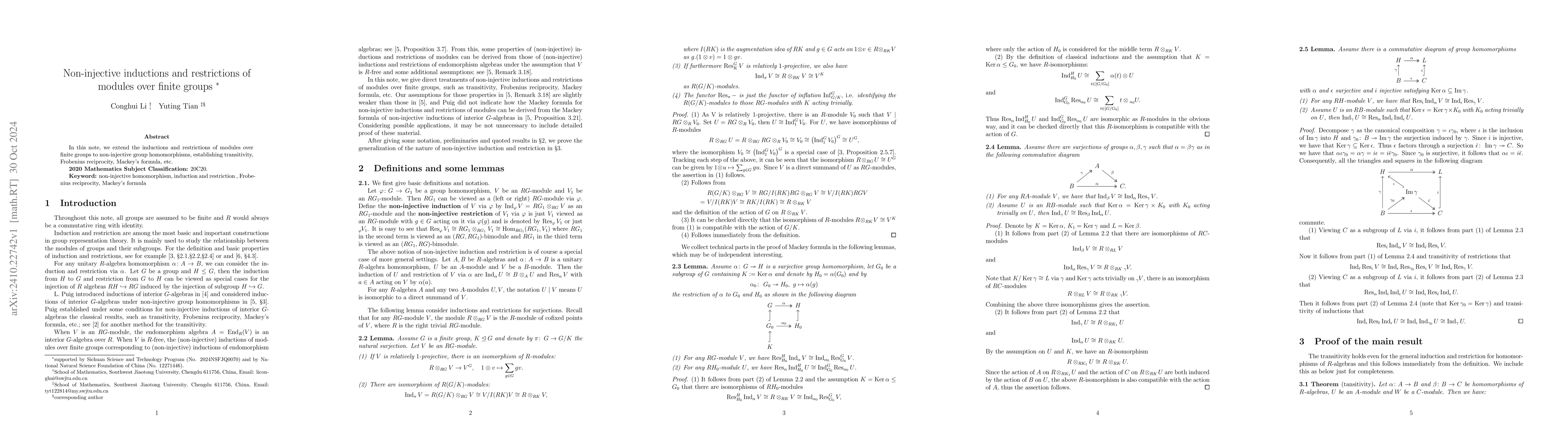 Thumbnail for Non-injective inductions and restrictions of modules over finite groups
