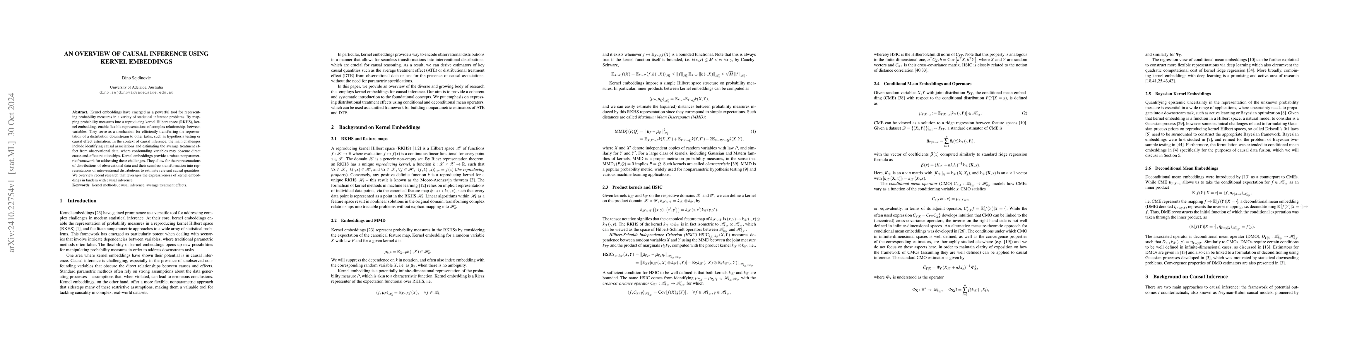 Thumbnail for An Overview of Causal Inference using Kernel Embeddings