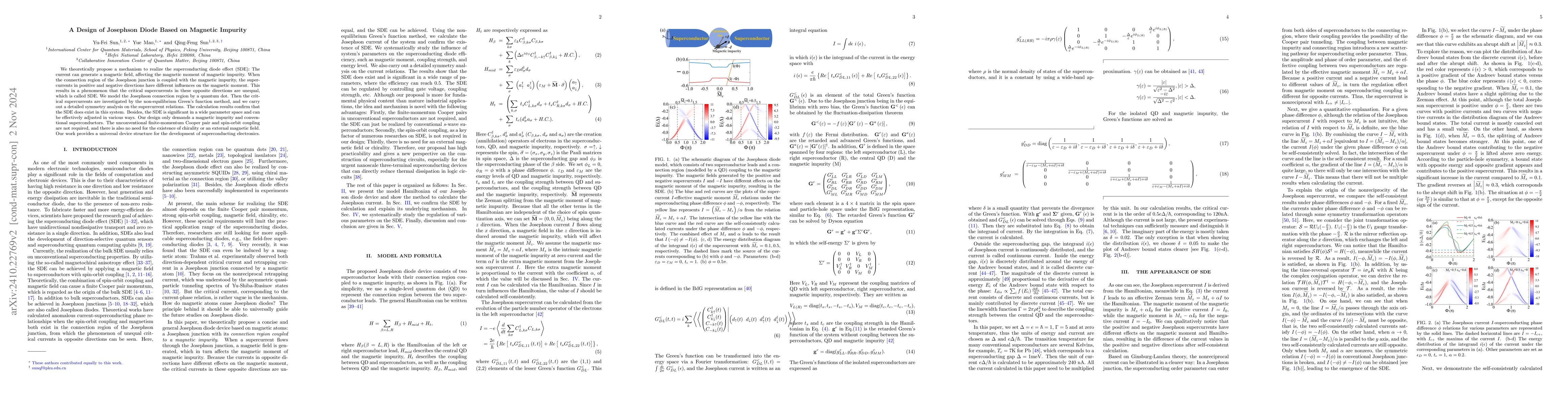 Thumbnail for Design of Josephson diode based on magnetic impurity