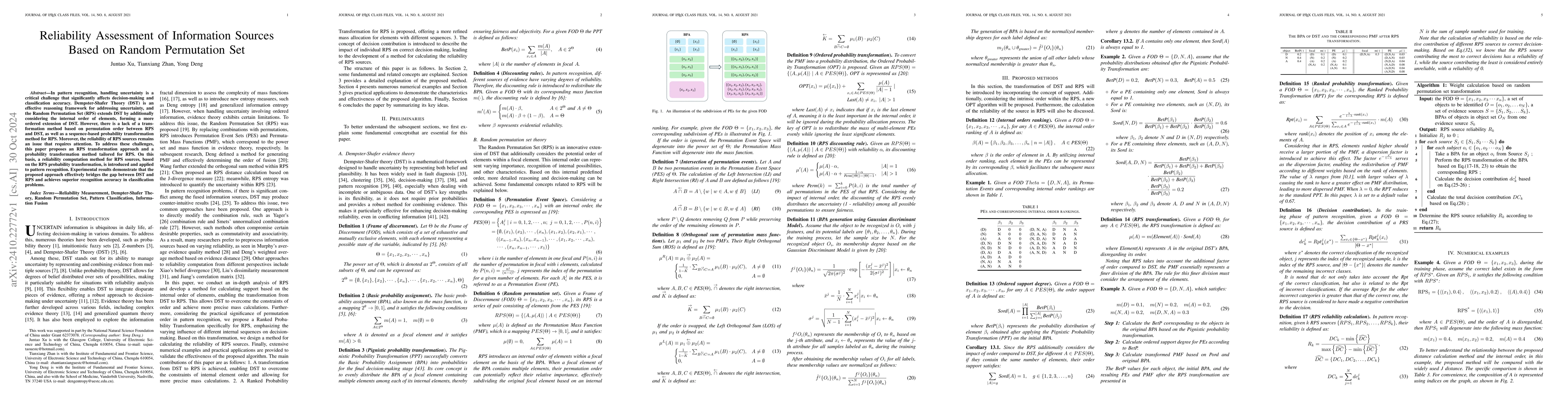 Thumbnail for Reliability Assessment of Information Sources Based on Random
  Permutation Set