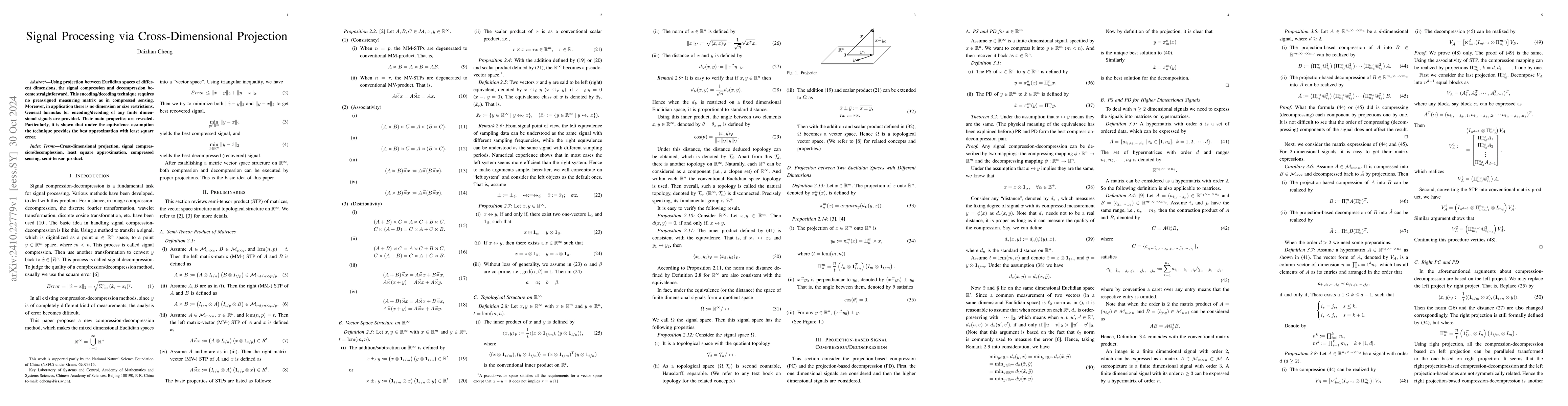 Thumbnail for Signal Processing via Cross-Dimensional Projection