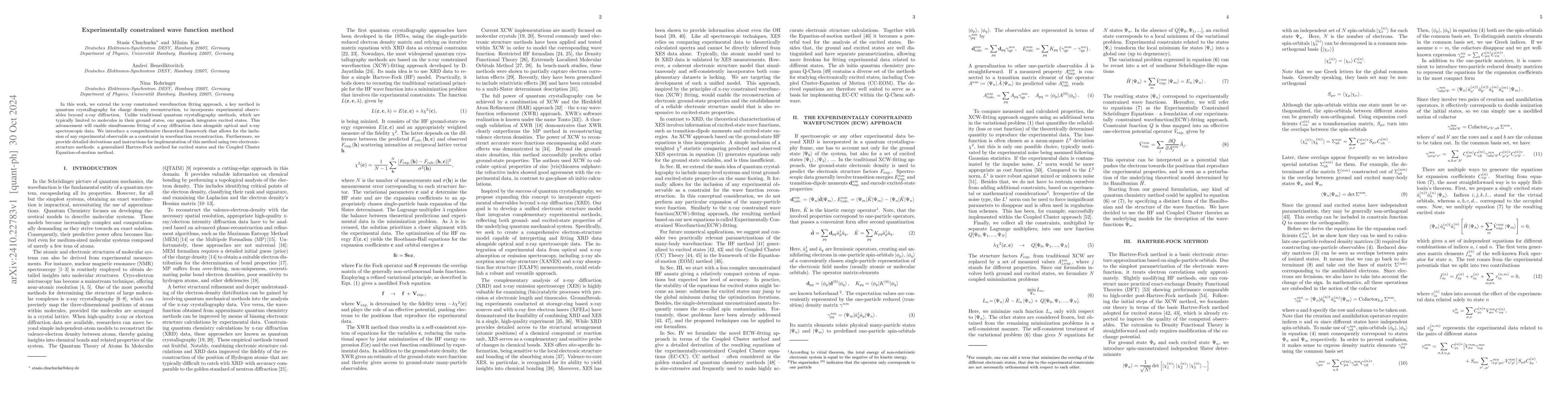 Thumbnail for Experimentally constrained wave function method