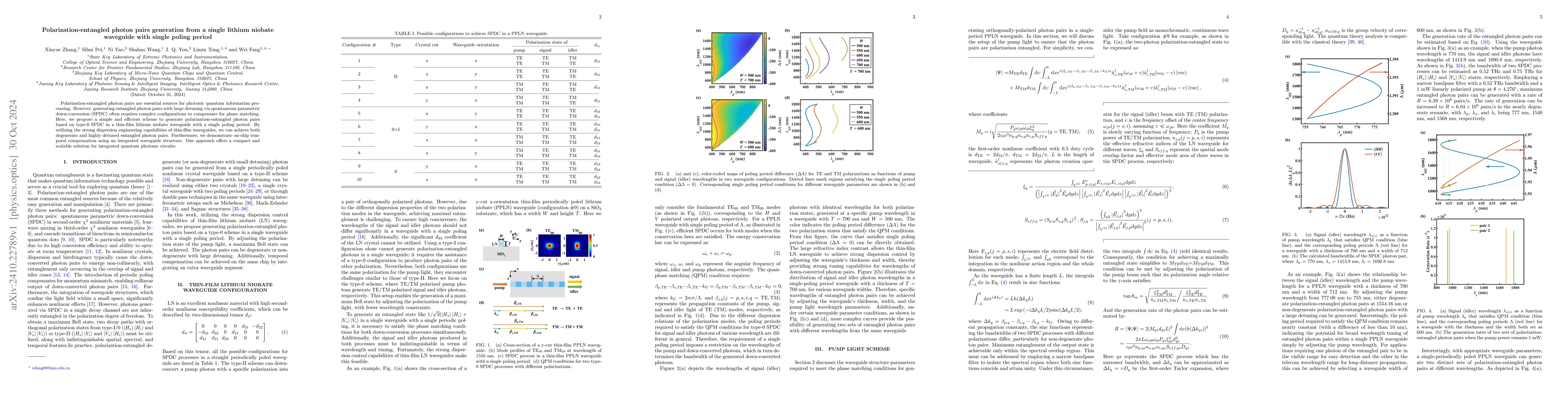 Thumbnail for Polarization-entangled photon pairs generation from a single lithium
  niobate waveguide with single poling period