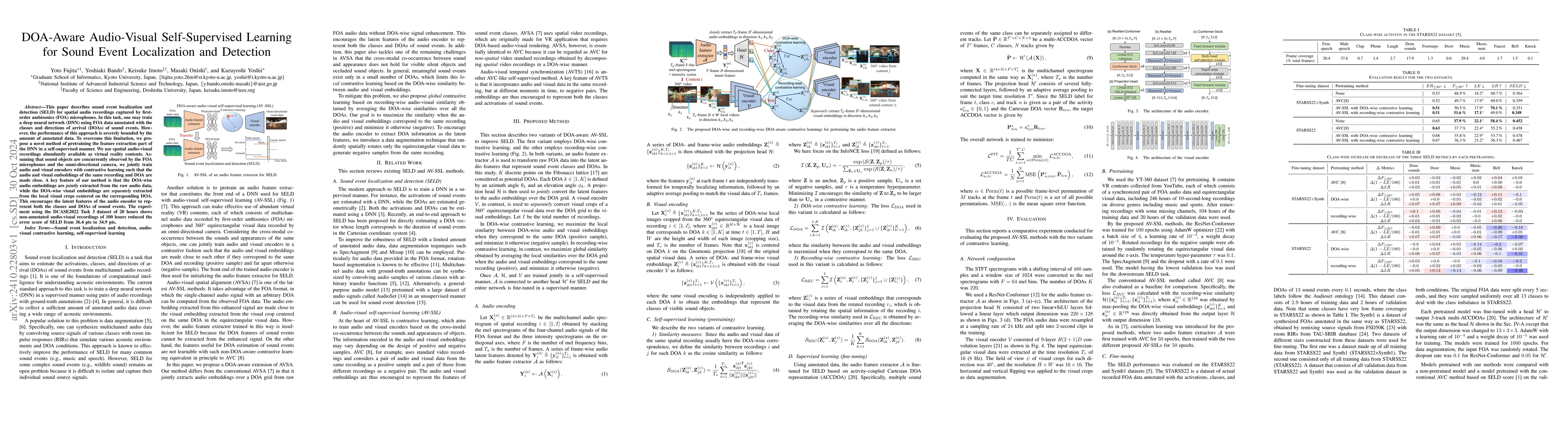 Thumbnail for DOA-Aware Audio-Visual Self-Supervised Learning for Sound Event
  Localization and Detection