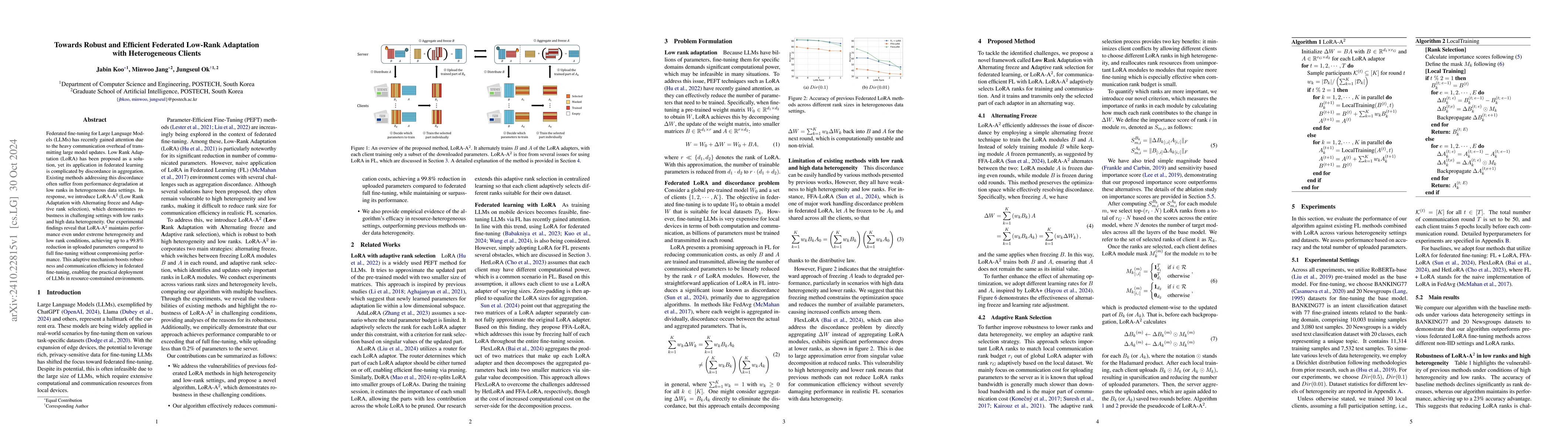 Thumbnail for Towards Robust and Efficient Federated Low-Rank Adaptation with
  Heterogeneous Clients