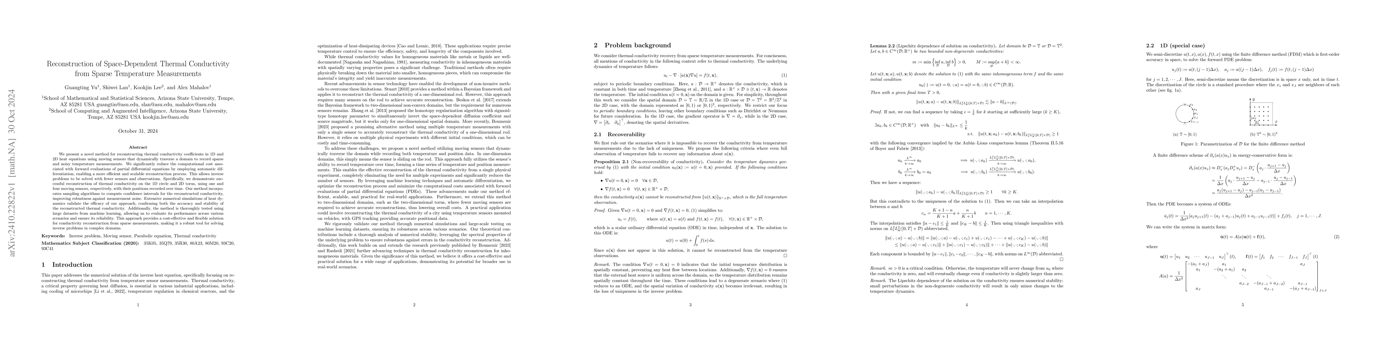 Thumbnail for The Reconstruction of the Space-Dependent Thermal Conductivity from
  Sparse Temperature Measurements