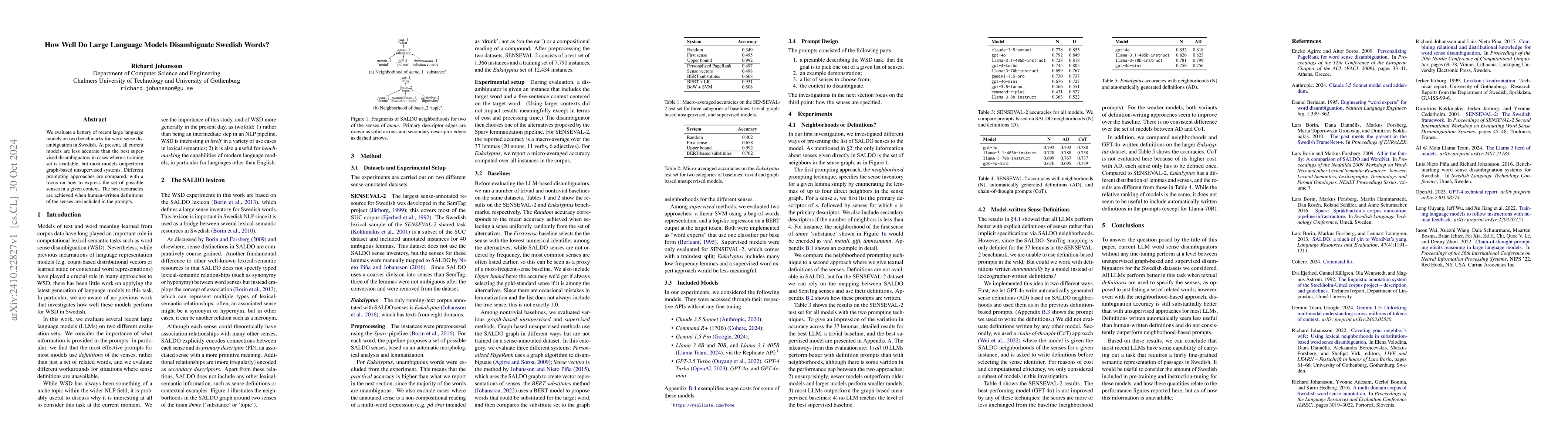 Thumbnail for How Well Do Large Language Models Disambiguate Swedish Words?