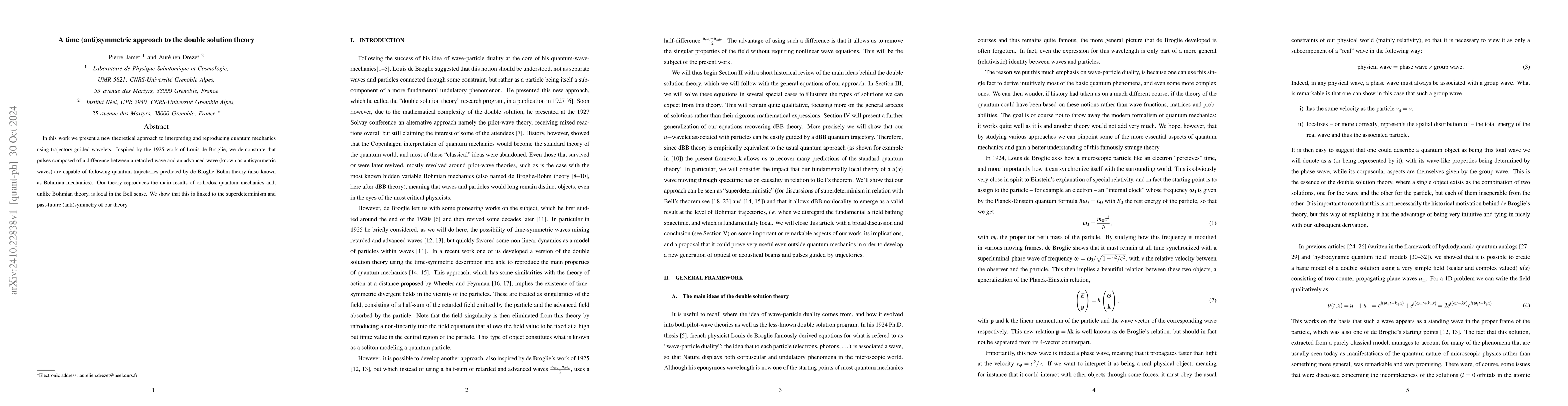 Thumbnail for A time (anti)symmetric approach to the double solution theory