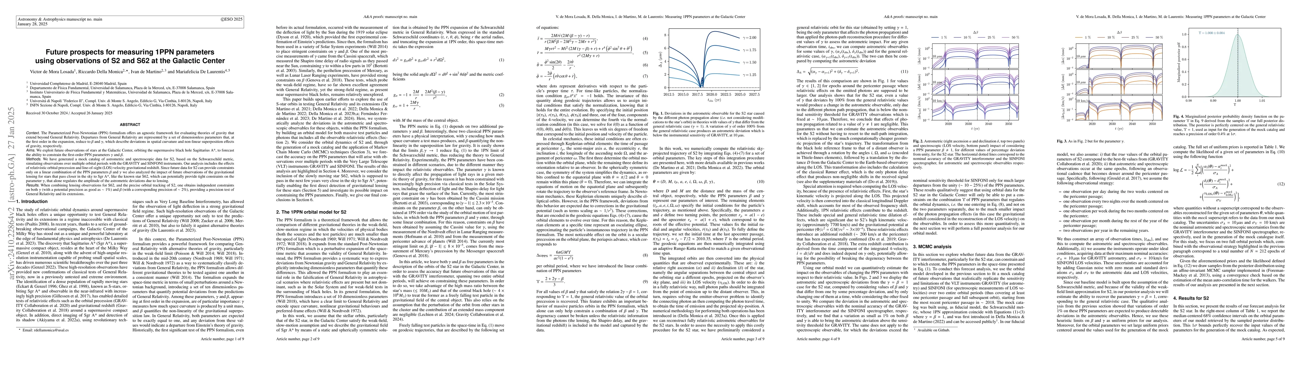 Thumbnail for Future prospects for measuring 1PPN parameters using observations of S2
  and S62 at the Galactic Center