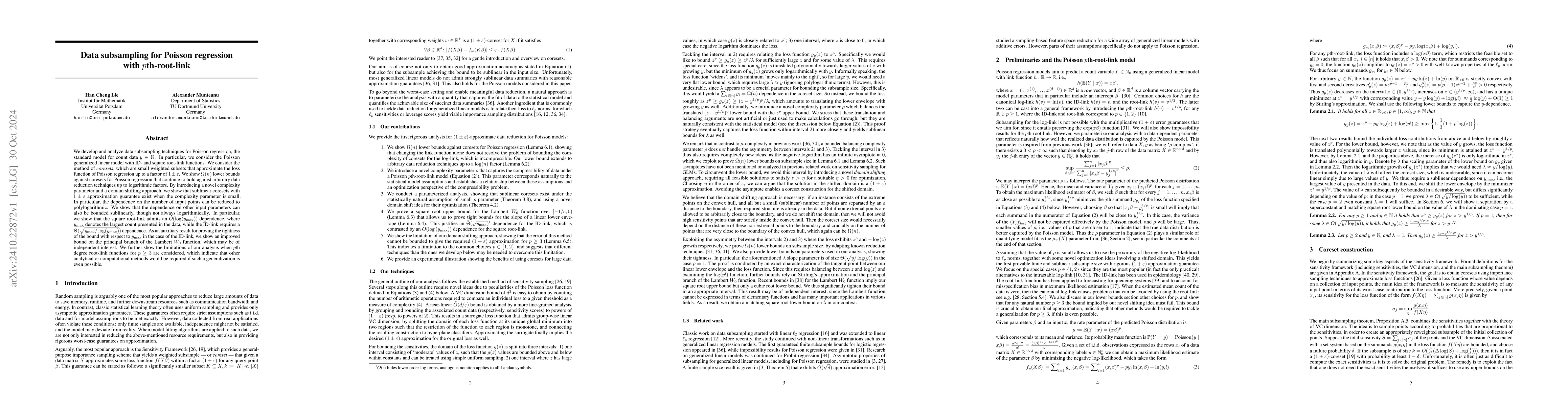 Thumbnail for Data subsampling for Poisson regression with pth-root-link