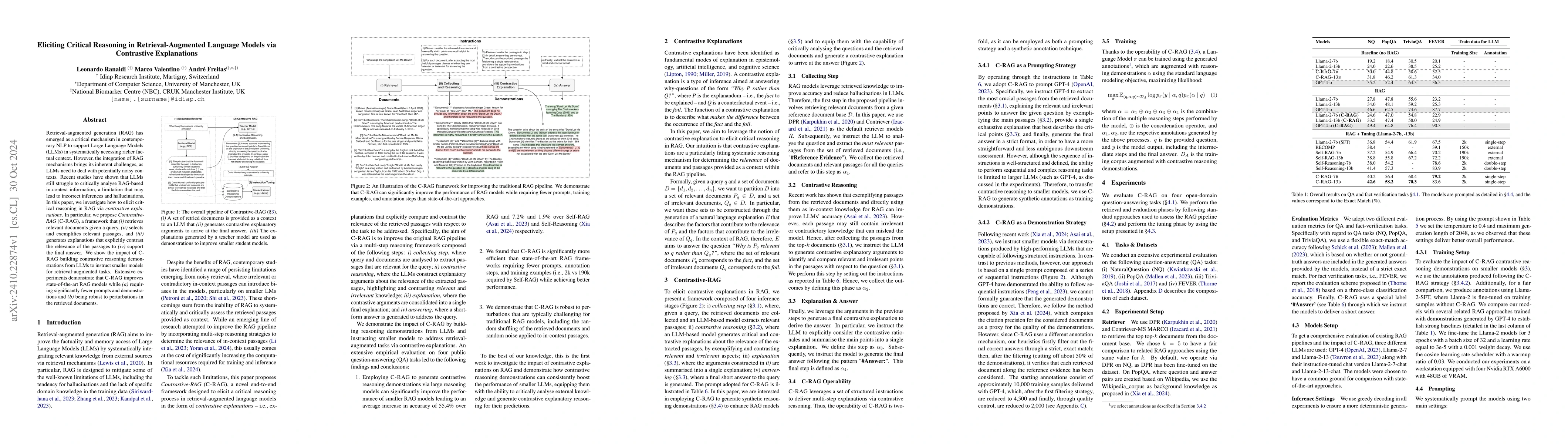Thumbnail for Eliciting Critical Reasoning in Retrieval-Augmented Language Models via
  Contrastive Explanations